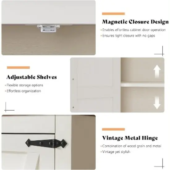 AMERLIFE Farmhouse Kitchen Pantry Cabinet, 72" Tall Storage Cabinet with Adjustable Shelves & Barn Doors image {5}