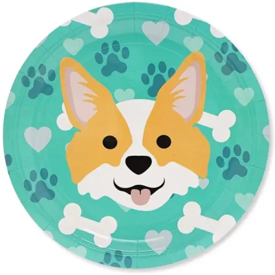 Blue Panda 144 Piece Puppy Dog Party Supplies, Corgi Birthday Decorations with Paper Plates, Napkins, Cups, and Cutlery (Serves 24) image {4}