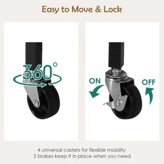 Costway 4-Tier Kitchen Carts  Rolling Serving Trolley Wine Rack Removable Tray Basket image {7}