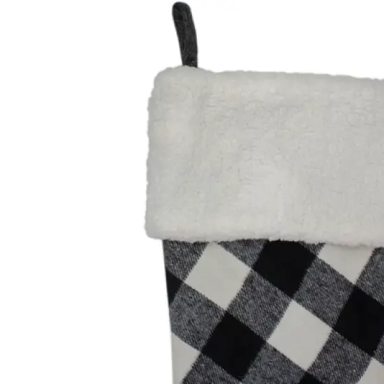 Northlight 23" Black and White Rustic Checkered Christmas Stocking image {2}