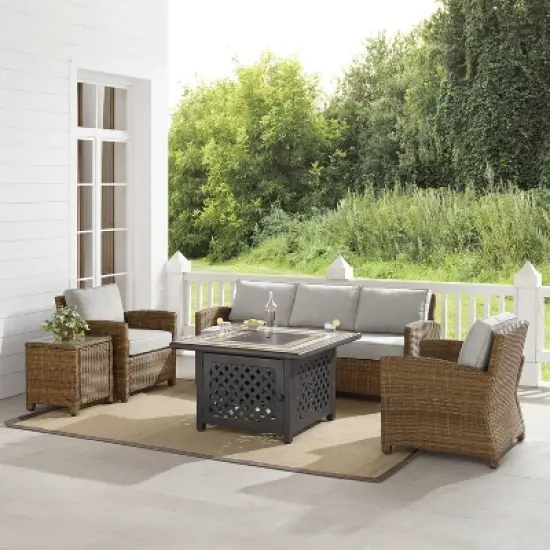 Bradenton 5pc Outdoor Wicker Conversation Set with Fire Table -  Crosley
 image {1}