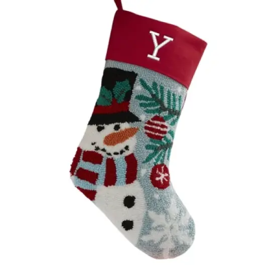 Personalization Mall Snowman Embroidered Initial Hooked Christmas Stockings image {26}