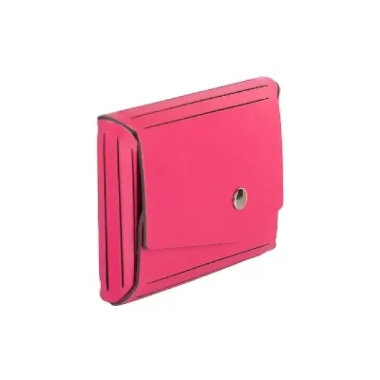 JAM Paper Italian Leather Business Card Holder Case w/Angular Flap Fuchsia Pink 233329912 image {1}