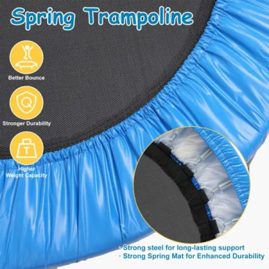 SUGIFT Kids Indoor Outdoor Trampoline with Handrail, 36" Mini Rebounder for Toddlers, Safety Pad & Foldable Design image {4}
