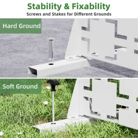 1-Piece 46.8 in.W x 71.37 in.H White Outdoor Metal Screen Decorative Art Panel (6-piece assembly) image {2}