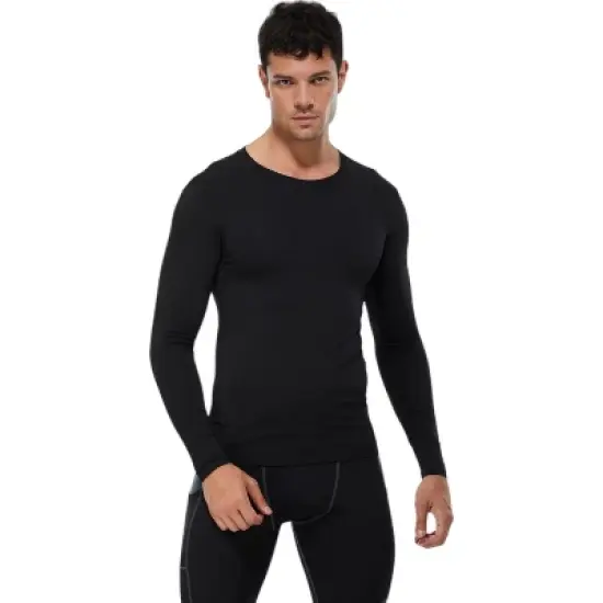 Anna-Kaci Active Men's Long Sleeve Compression Shirt with Crew Neck and Stretch Performance Fit image {1}