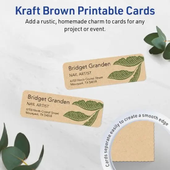 Avery 1" x 3" Rectangle Rounded Corner Cards, Kraft Brown, 160ct image {1}