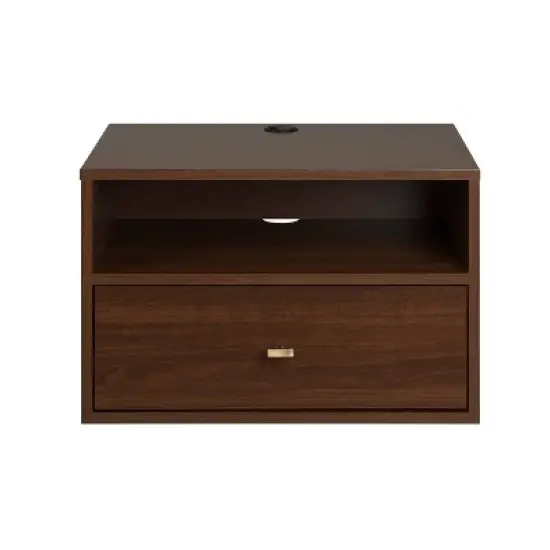 Floating 1 Drawer Nightstand with Open Shelf - Prepac image {15}
