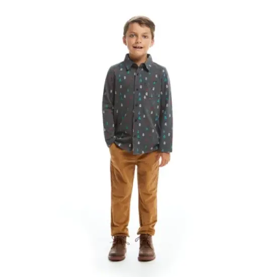 Andy & Evan  Toddler  Boys Heather Charcoal Yeti Knit Pique Buttondown Set image {1}