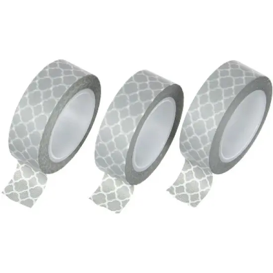 Wrapables Grey Marrakech Trellis Washi Masking Tape, Set of 3 image {1}