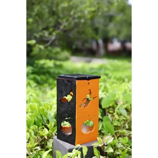 Techko Maid LED Solar 10.8" Portable Halloween Cut Out Decorative Outdoor Lantern Clear image {5}