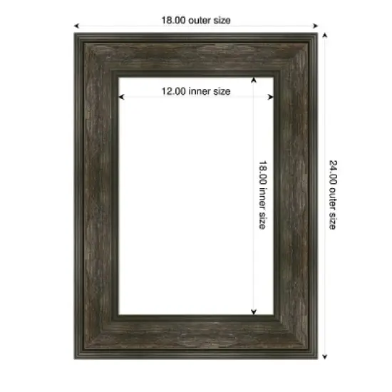 Amanti Art Rail Rustic Char Framed Dry Erase Magnetic Board image {4}