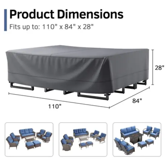 Buenhomino Rectangle Patio Furniture Cover Waterproof Outdoor Dining Table and Chair Cover Anti-UV Outside Sectional Sofa Set Covers image {3}