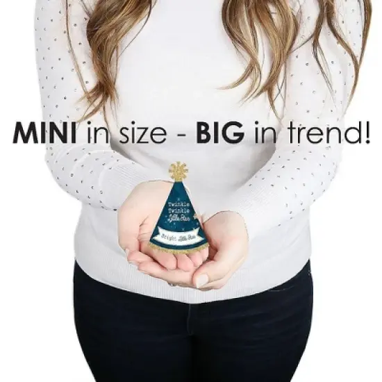 Big Dot of Happiness Twinkle Twinkle Little Star - Mini Cone Baby Shower or Birthday Party Hats - Small Little Party Hats - Set of 8 image {2}