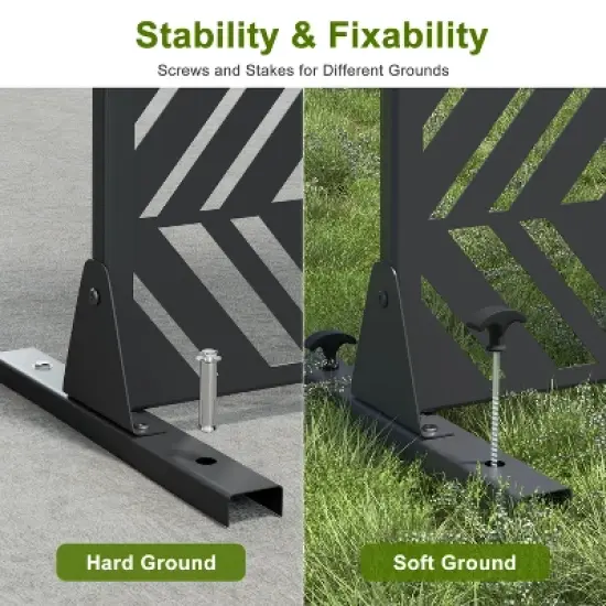 Lirago Galvanized Metal Garden Fence 72 in. Outdoor Privacy Screen Black image {7}