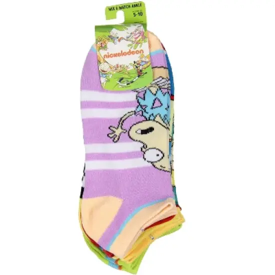 Nickelodeon 90's Cartoons Striped Mix and Match 5 Pack Adult One Size Ankle Sock Multicoloured image {2}
