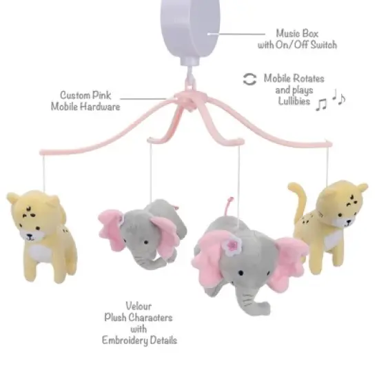 Bedtime Originals Musical Baby Crib - Rainbow Jungle Animal image {3}