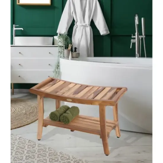 EcoDecors&reg; Harmony&reg; 30" Teak Wood Shower Bench with LiftAide&reg; Arms in EarthyTeak Finish image {1}