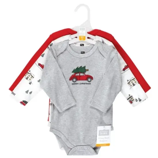 Hudson Baby Unisex Baby Cotton Long-Sleeve Bodysuits, Christmas Scene image {1}