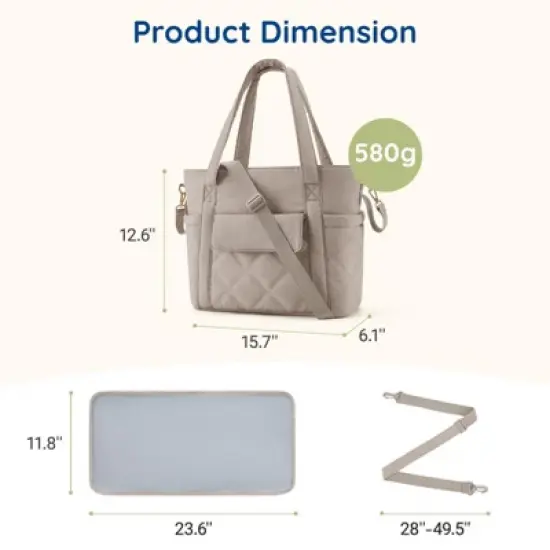 Itopfox Lightweight Diaper Tote Bag with Insulated Pockets, Stroller Straps, and Multiple Carry Options for Travel and Daily Use image {1}