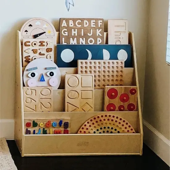 ECR4Kids Birch Streamline Book Display Stand, Kids Wooden Book Rack, Forward Facing Bookshelf image {7}