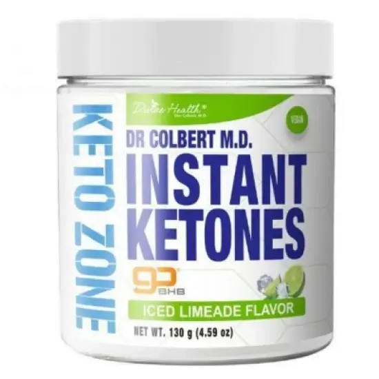 Instant Ketones Powered by goBHB Drink Mix Powder - Sugar Free Iced Limeade Flavor Divine Health by Dr. Colbert - 4.59oz image {2}
