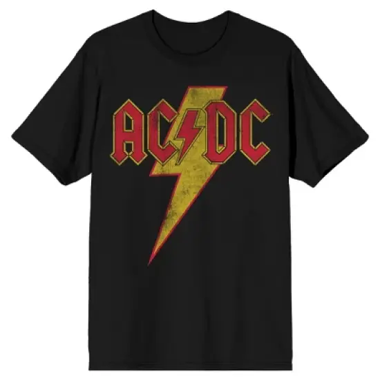 ACDC Vintage Lightning Bolt Logo Men's Black T-shirt image {8}