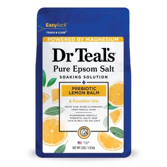 Dr Teal's Prebiotic Lemon Balm & Essential Oils Pure Epsom Salt Soaking Solution - 3lbs image {6}