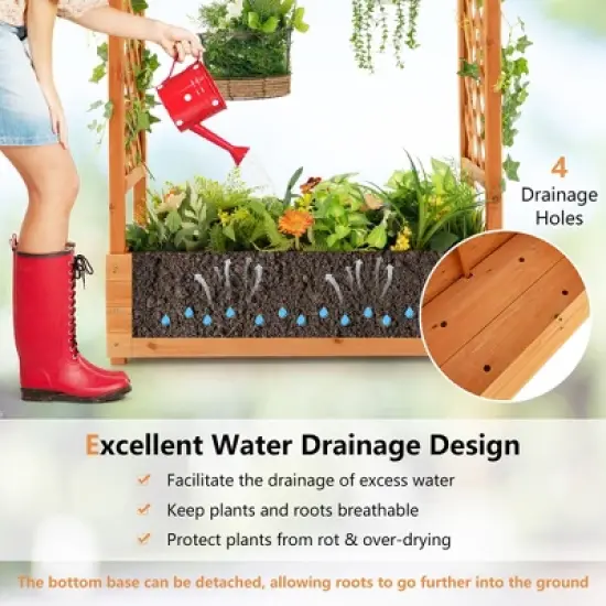 Tangkula Raised Garden Bed Planter Box w/ Side & Top Trellis for Vine Climbing Plants image {6}