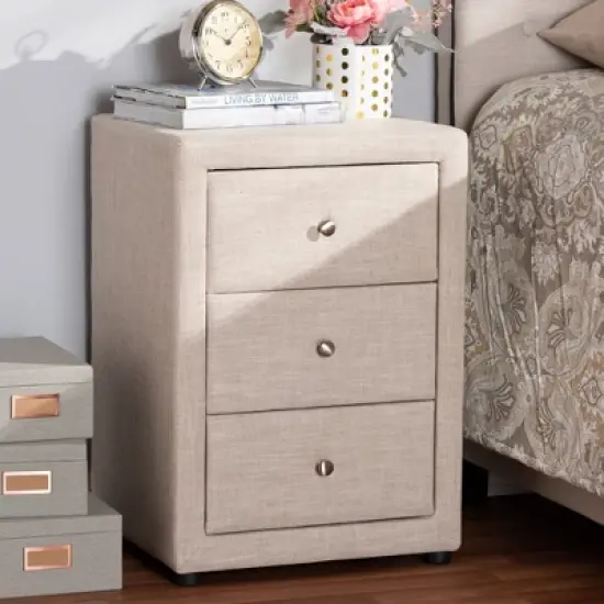 Tessa 3 Drawer Nightstand - Baxton Studio image {5}