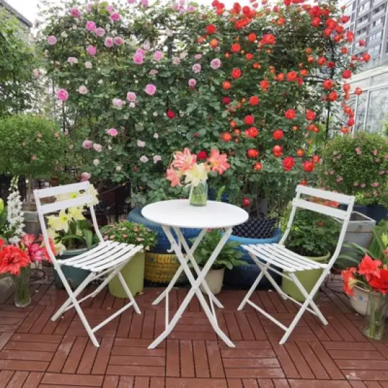 NicBex Colorful Outdoor Dining Table Set Foldable Metal Bistro Table with Chairs,Patio Furniture Bistro Set for Garden,Backyard,Poolside image {6}