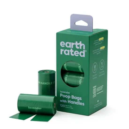 Earth Rated Lavender Scented Handled Dog Waste Disposal Bags Refill Rolls - 120ct image {9}