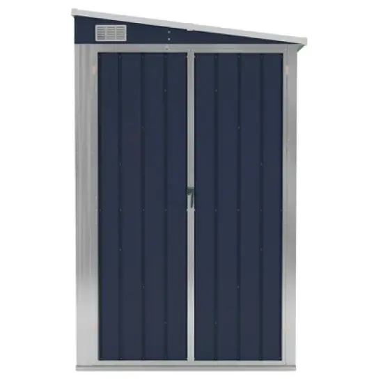 vidaXL Storage Shed Wall-mounted Garden Shed for Backyard Galvanized Steel - Anthracite 46.5" x 113.4" x 70.1" image {2}