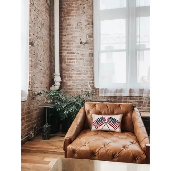 C&F Home Double USA Flag July 4th Hooked Throw Pillow image {2}