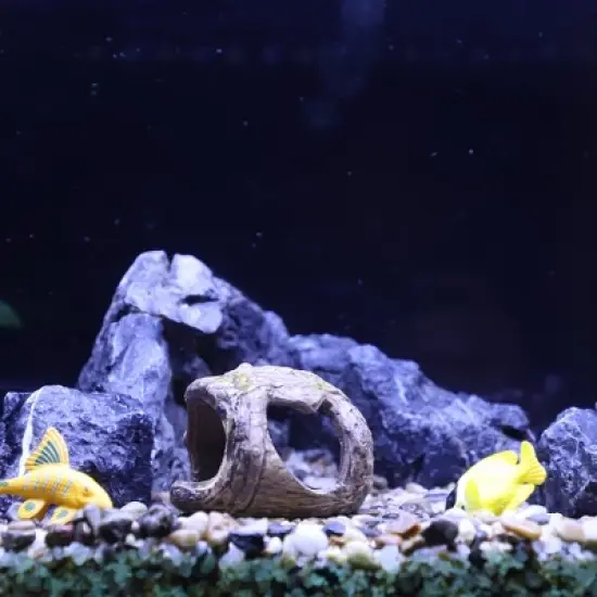 Unique Bargains Hiding Rock Small Fish Aquarium Decorations Ceramic Cave Brown 3.35"x2.76"x2.56" 1 Pc image {5}