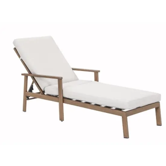 COWLOWN Outdoor Aluminum Chaise Lounge Chair with Padded Cushion & Armrests, Weather-Resistant Patio Recliner for Poolside, Deck, Garden Relaxation image {3}