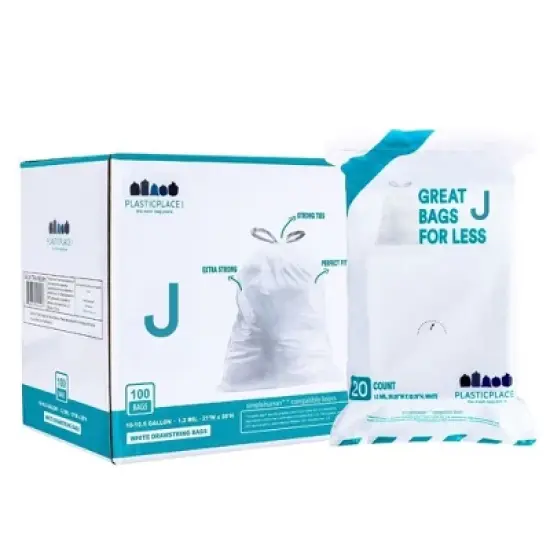 Plasticplace Simplehuman&reg;* Code J Compatible Drawstring Trash Bags image {5}