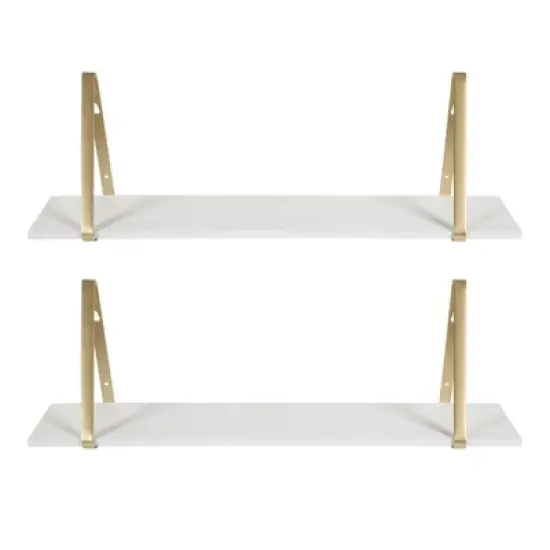 27.5" x 8.2" 2pk Soloman Wooden Shelf Set with Brackets - Kate & Laurel All Things Decor image {1}