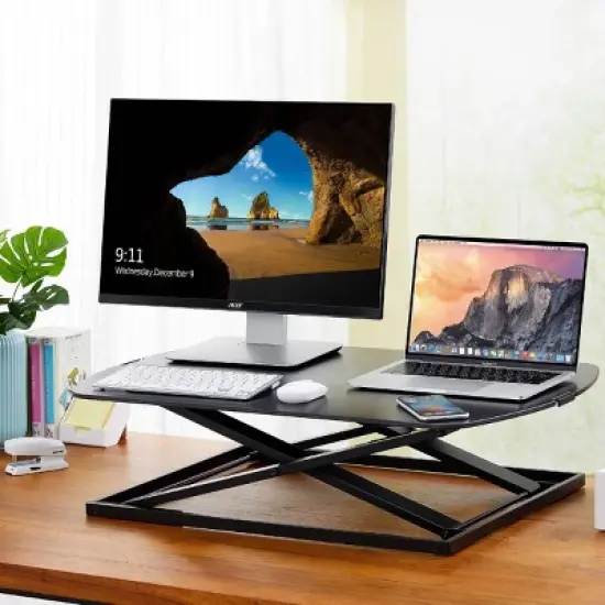Standing Desk Converter with Wireless Charging Pad Manual Adjustment Black - Bostitch image {3}