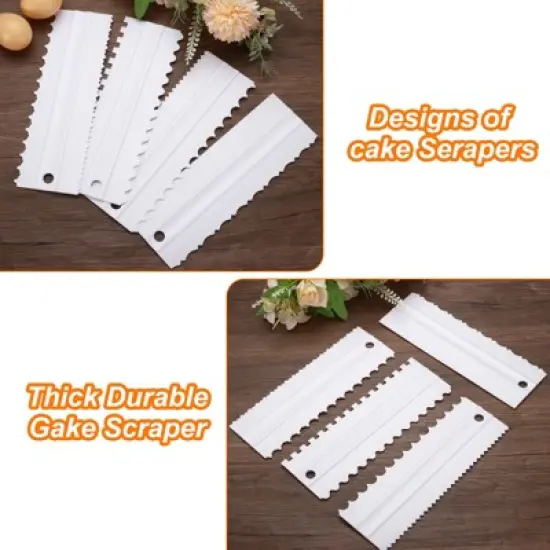 Unique Bargains Plastic Comb Lace Cake Decorating Kitchen Scrapers 4 Pcs image {3}
