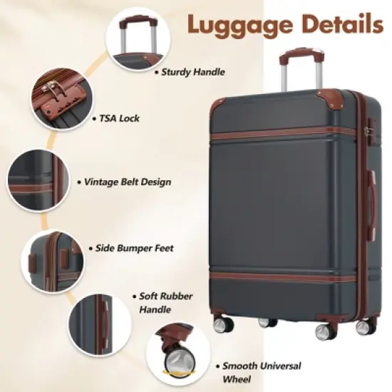 YONWAY 28" Hardside Luggage Sets, Expandable Suitcase Set, with Bags Lightweight Suitcase Double Spinner Wheels with TSA Lock image {4}