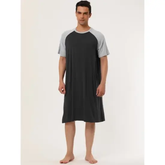 Lars Amadeus Men's  Comfy Lounge Soft Pajamas Loose Short Sleeves Sleep Nightgown Nightwear image {1}