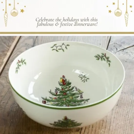 Spode Christmas Tree Individual Fruit Bowl - 7 Inch Porcelain Oatmeal, Salad, Soup, Cereal, Breakfast, Dessert Bowl - Microwave & Dishwasher Safe image {4}