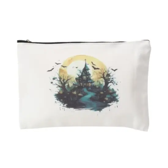 Unique Bargains Durable Halloween Castle Pattern Makeup Bag White 1 Pc image {5}