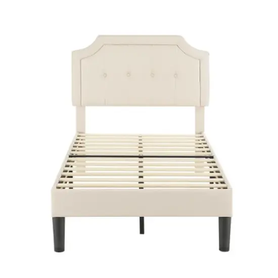 VECELO Modern Upholstered Bed Frame Wooden Platform Bed with Adjustable Headboard and Underbed Storage Space image {8}