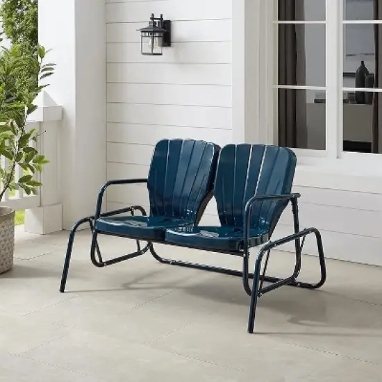 HomeStock Ridgeland Outdoor Metal Loveseat Glider image {7}