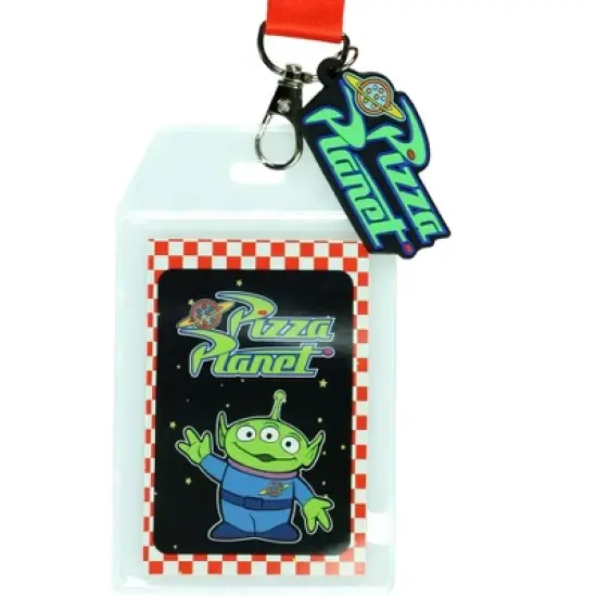 Disney Toy Story Pizza Planet Alien Design Lanyard with ID Holder and Charm image {1}