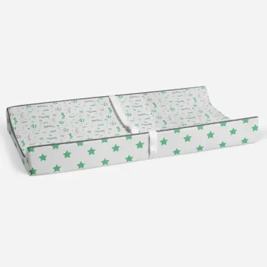 Bacati - Soccerball Green/Gray Muslin Changing Pad Cover image {3}
