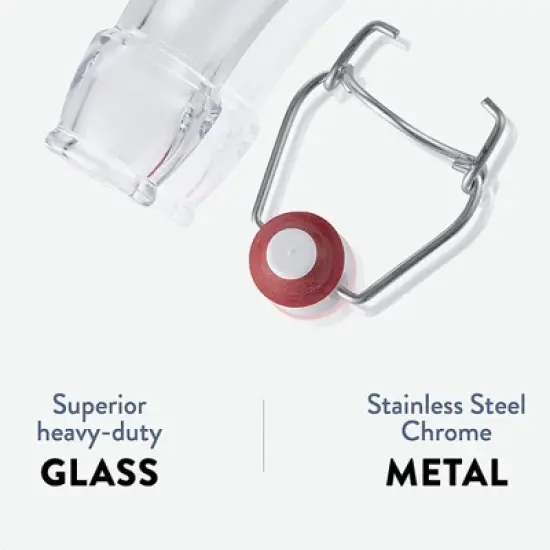 Bormioli Rocco 33.75oz Swing Bottle (Set of 2) - Reusable Glass with Airtight Leakproof Swing Tops, BPA-Free Office Water Bottle image {3}