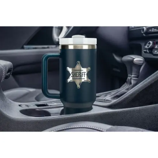 100 North Sheriff Star Badge Western Country Cowboy Wrap-Around 40 Oz. Stainless Steel Water Bottle Coffee Mug, Spill & Leak Resistant, Travel Tumbler image {4}